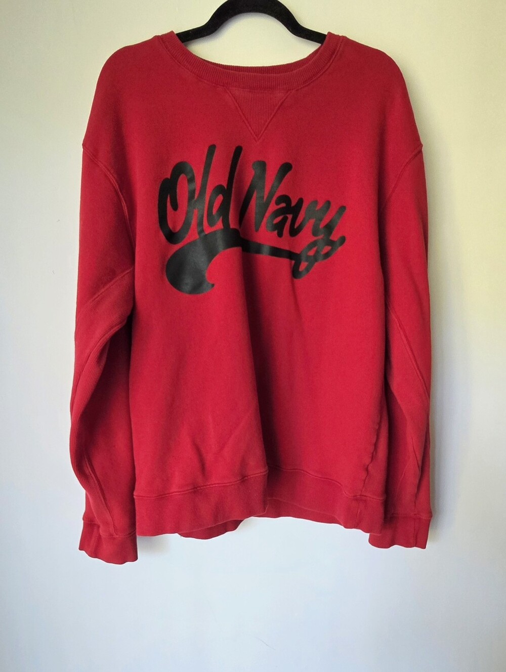 Old Navy 100% Cotton Red Sweatshirt w/Black Script Logo Size XL